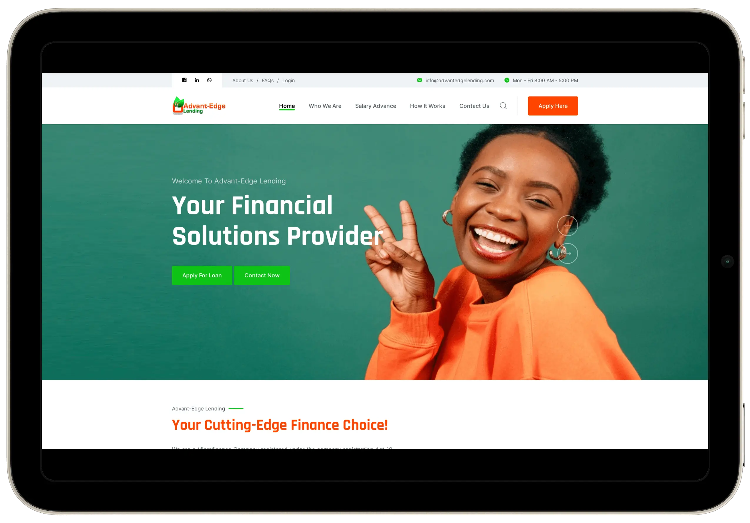 Advant-Edge Lending Ltd Website | Finance | Website